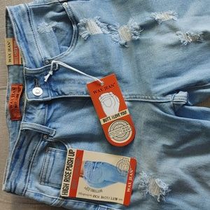 High rise push up butt jeans